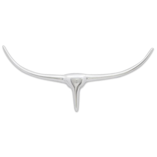 Wandmontierter Stierkopf aus Aluminium, Silber, 72 cm