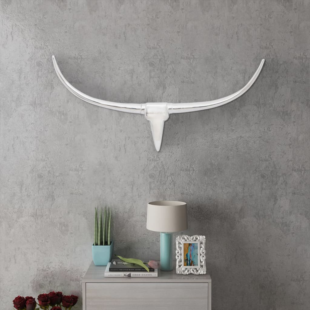 Wandmontierter Aluminium Stierkopf Silber 96cm