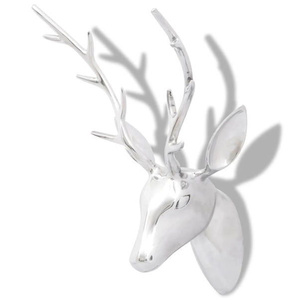 Aluminium Hirschkopf Wanddeko Silber 61cm