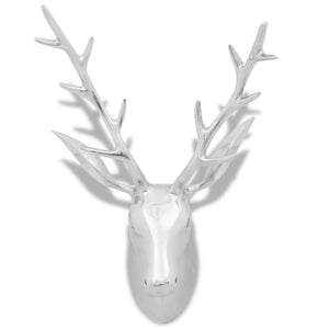 Aluminium Wanddekoration Hirschkopf Hirschgeweih Silber 61 cm