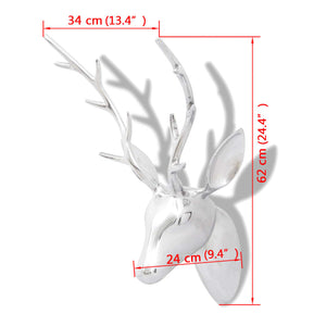 Aluminium Hirschkopf Wanddeko Silber 61cm