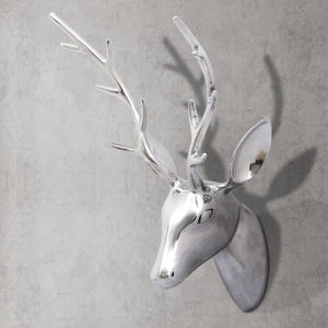 Aluminium Hirschkopf Wanddeko Silber 61cm