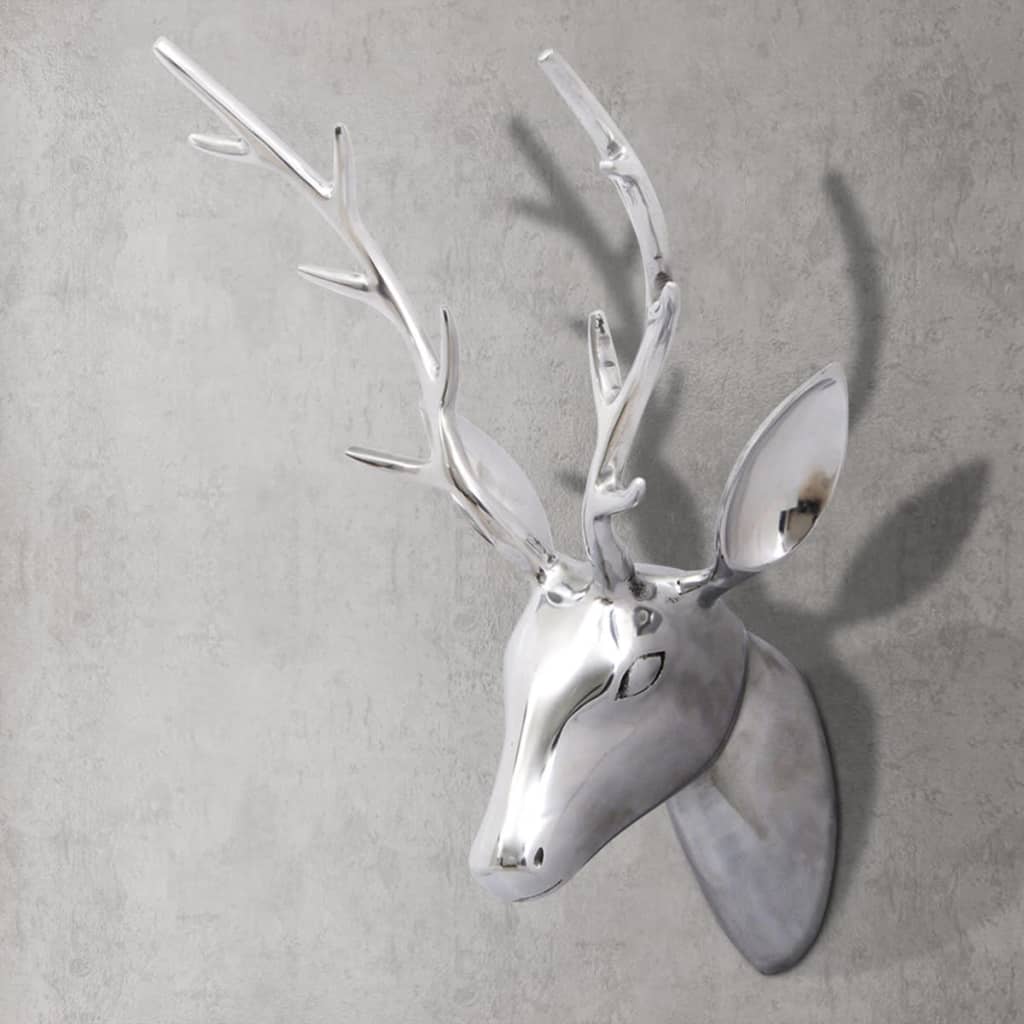 Aluminium Hirschkopf Wanddeko Silber 61cm