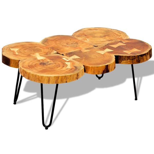 Couchtisch 35 cm 6 Baumscheiben Massivholz Akazie