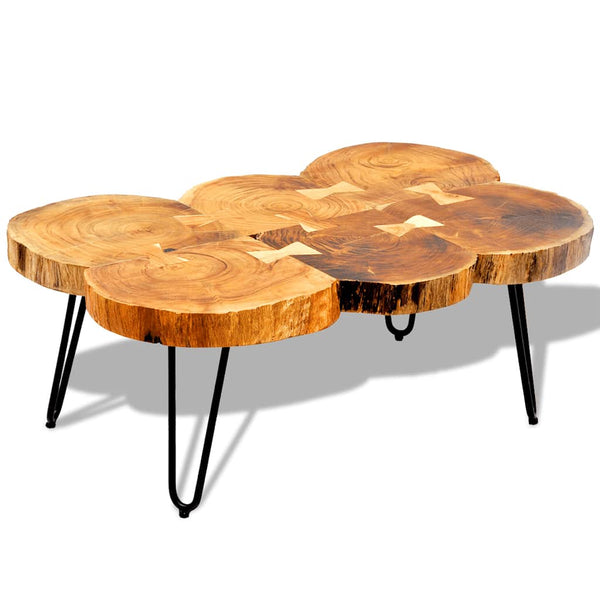 Couchtisch 35 cm 6 Baumscheiben Massivholz Akazie