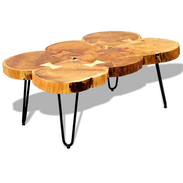 Couchtisch 35 cm 6 Baumscheiben Massivholz Akazie