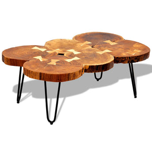 Couchtisch 35 cm 6 Baumscheiben Massivholz Akazie