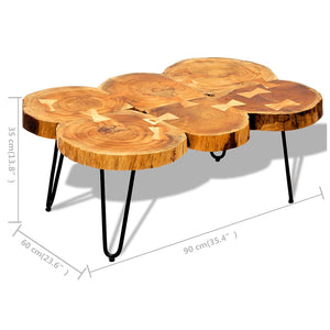 Couchtisch 35 cm 6 Baumscheiben Massivholz Akazie