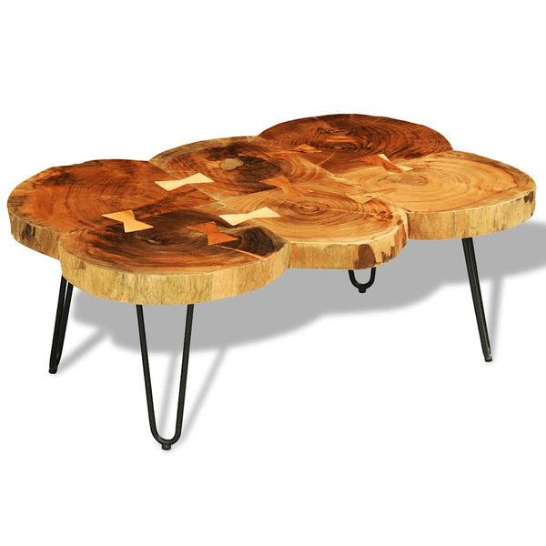 Couchtisch 35 cm 6 Baumscheiben Massivholz Akazie