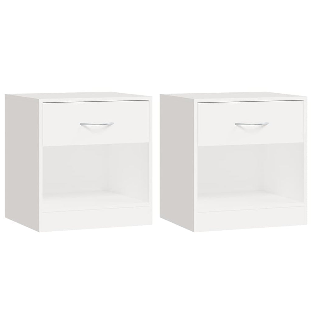 Nachttisch Weiß 2er Set mit Schublade