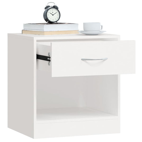 Nachttisch Weiß 2er Set mit Schublade