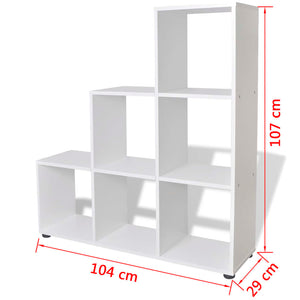Weißes Treppenregal Bücherregal, 107 cm