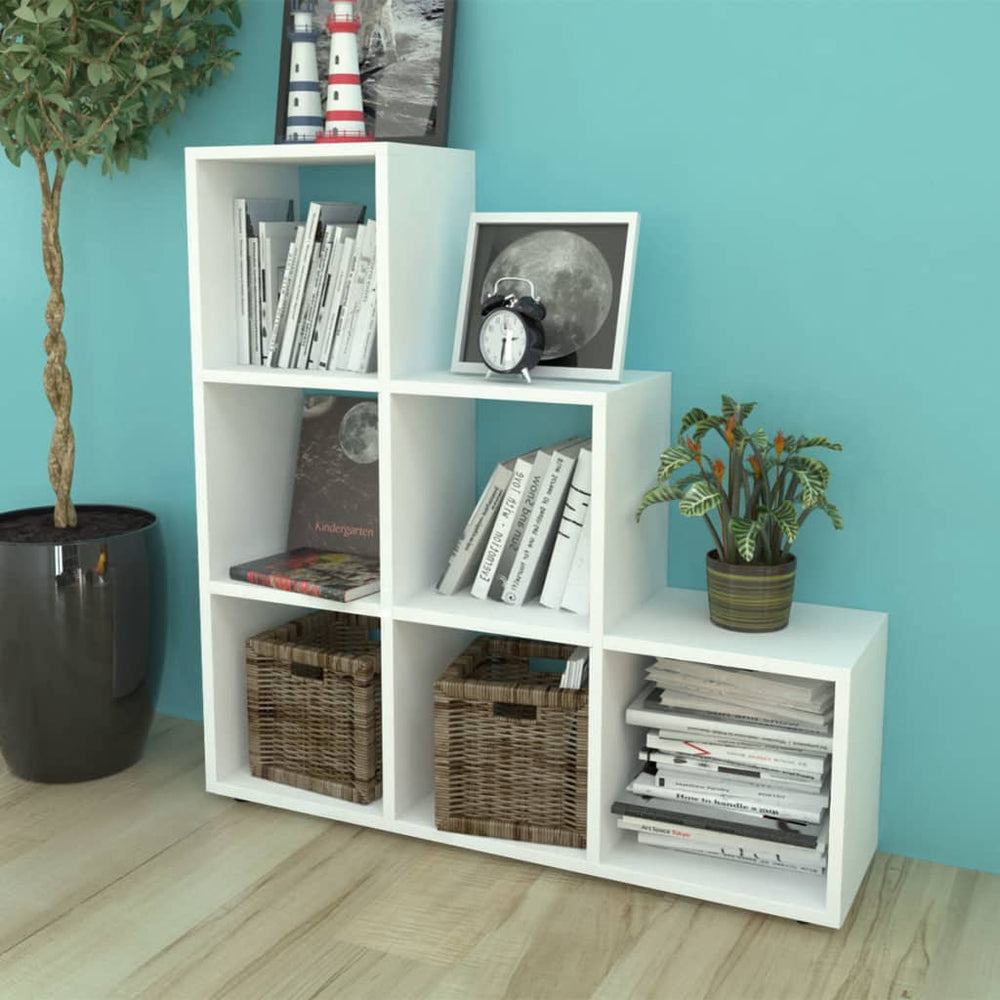 Weißes Treppenregal Bücherregal, 107 cm