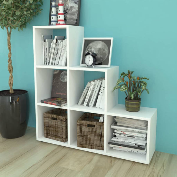 Weißes Treppenregal Bücherregal, 107 cm