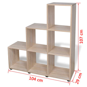 Eichefarbenes Treppenregal Bücherregal, 107 cm