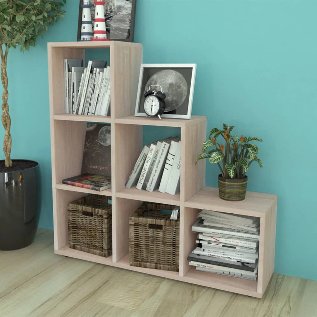 Eichefarbenes Treppenregal Bücherregal, 107 cm