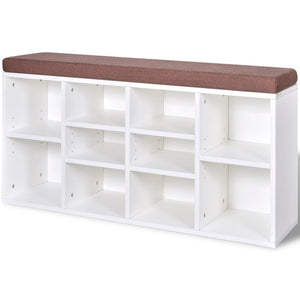 Schuhschrank Sitzbank Schuhbank Weiß 10 Fächer
