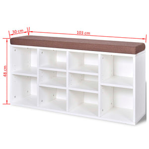 Schuhschrank Sitzbank Schuhbank Weiß 10 Fächer