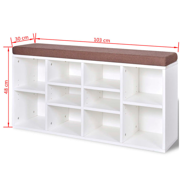 Schuhschrank Sitzbank Schuhbank Weiß 10 Fächer