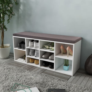 Schuhschrank Sitzbank Schuhbank Weiß 10 Fächer