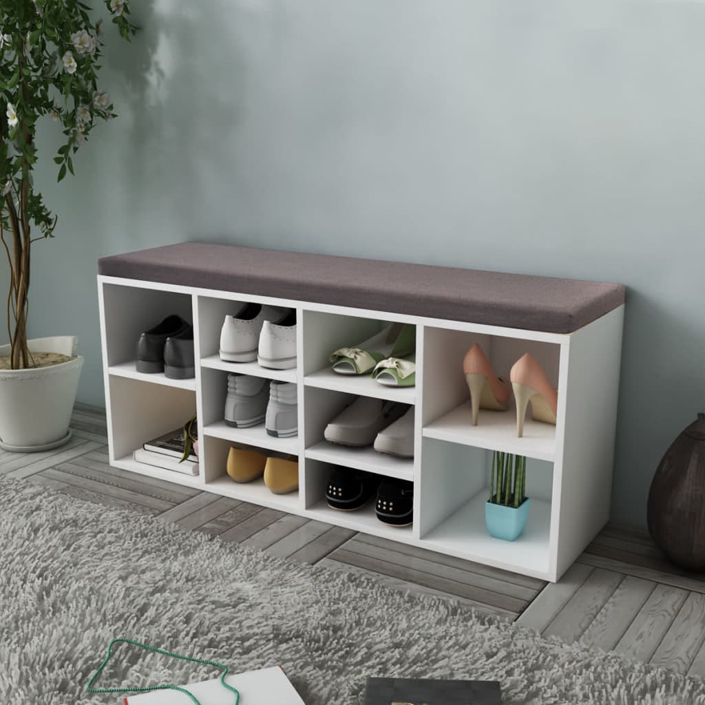 Schuhschrank Sitzbank Schuhbank Weiß 10 Fächer