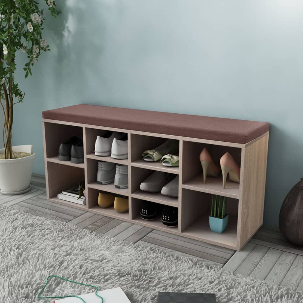 Schuhschrank Sitzbank Eiche 10 Fächer