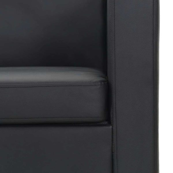 Sofa-Set Kunstleder 3-Sitzer und 2-Sitzer Schwarz