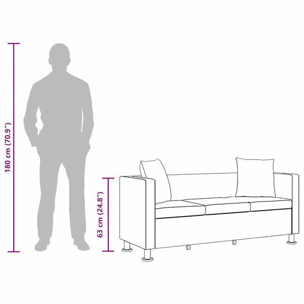 Sofa-Set Kunstleder 3-Sitzer und 2-Sitzer Schwarz