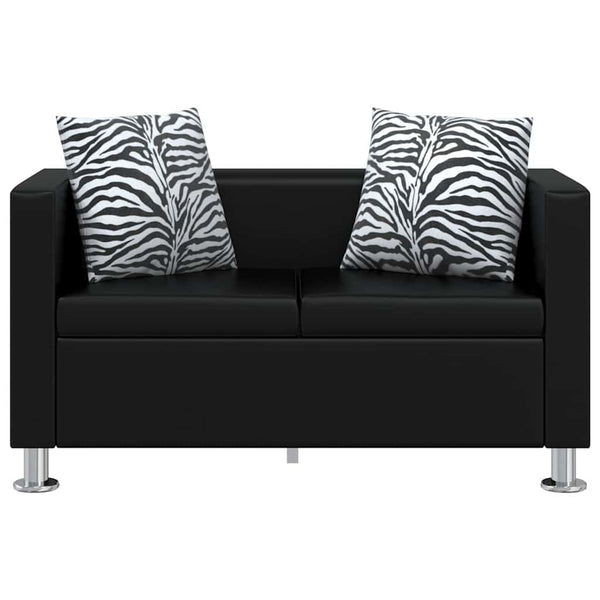 Sofa-Set Kunstleder 3-Sitzer und 2-Sitzer Schwarz