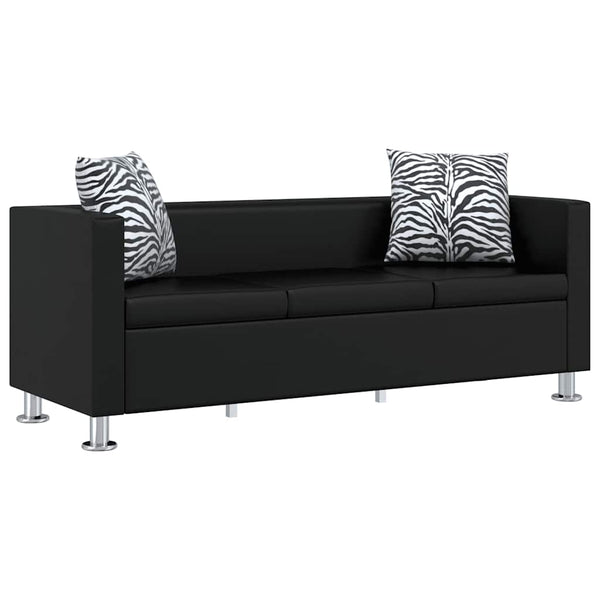 Sofa-Set Kunstleder 3-Sitzer und 2-Sitzer Schwarz