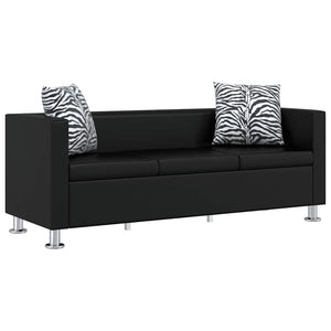 Sofa-Set Kunstleder 3-Sitzer und 2-Sitzer Schwarz