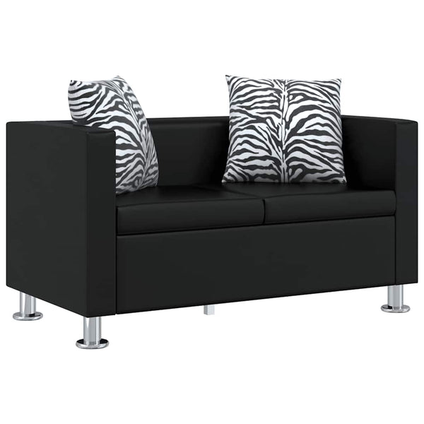 Sofa-Set Kunstleder 3-Sitzer und 2-Sitzer Schwarz