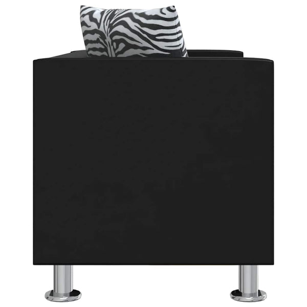 Sofa-Set Kunstleder 3-Sitzer und 2-Sitzer Schwarz