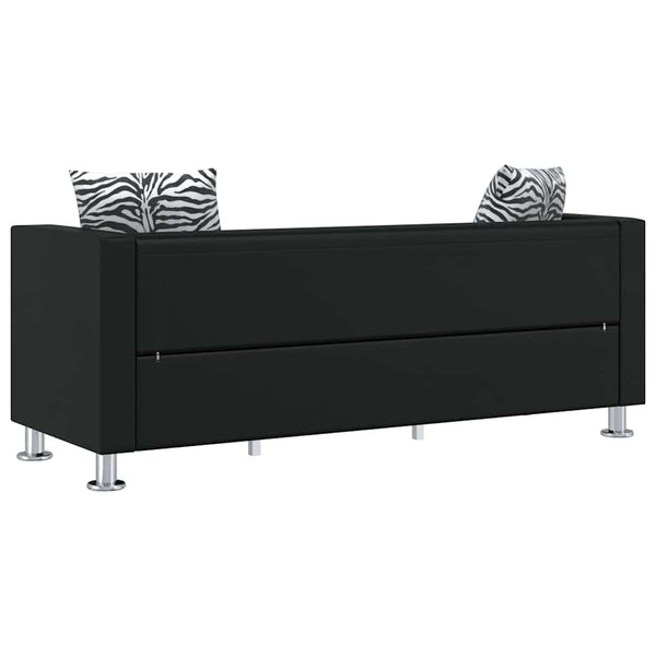 Sofa-Set Kunstleder 3-Sitzer + 2-Sitzer + Sessel Schwarz