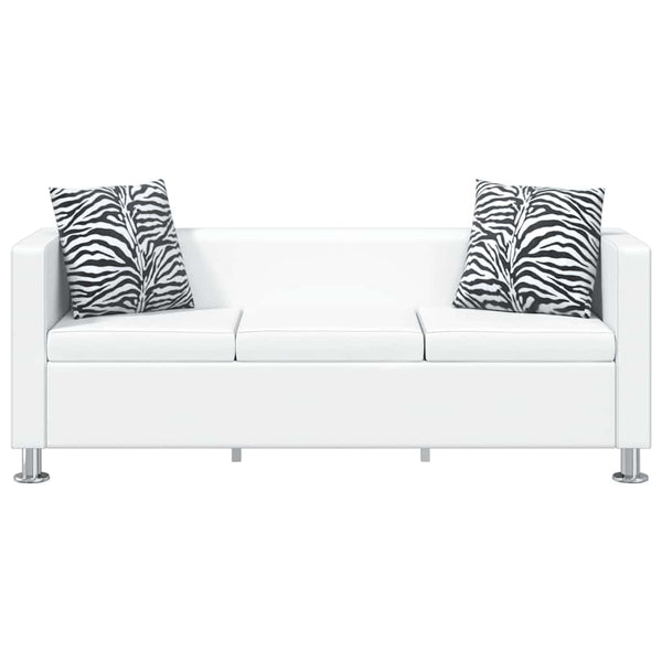 Sofagarnitur Kunstleder 3-Sitzer + 2-Sitzer Weiß