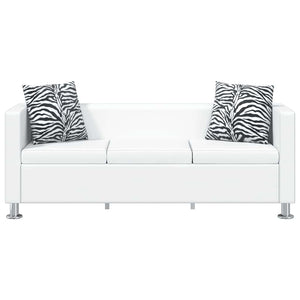 Sofagarnitur Kunstleder 3-Sitzer + 2-Sitzer Weiß