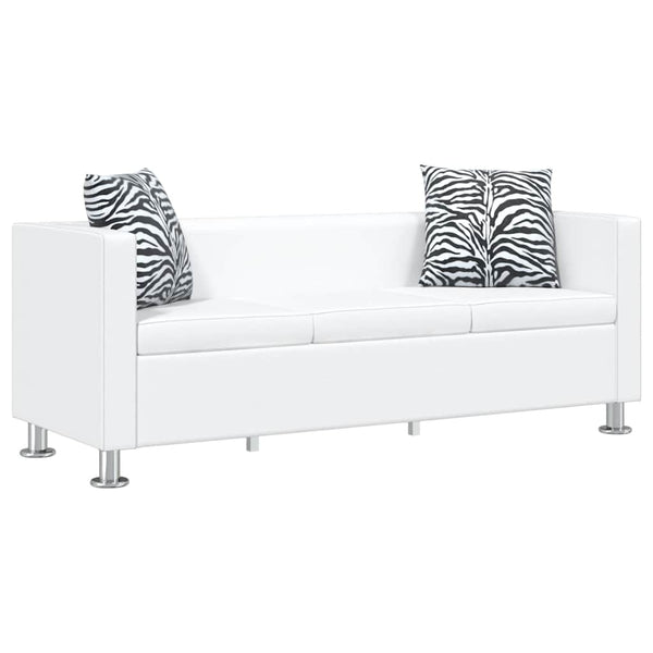 Sofagarnitur Kunstleder 3-Sitzer + 2-Sitzer Weiß
