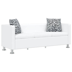 Sofagarnitur Kunstleder 3-Sitzer + 2-Sitzer Weiß