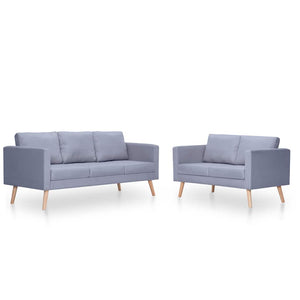 Sofagarnitur 2-Sitzer & 3-Sitzer Stoff Hellgrau