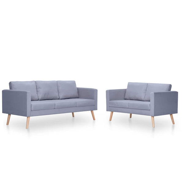 Sofagarnitur 2-Sitzer & 3-Sitzer Stoff Hellgrau