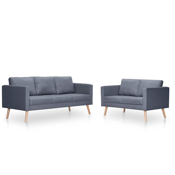Sofagarnitur 2-Sitzer und 3-Sitzer Stoff Dunkelgrau