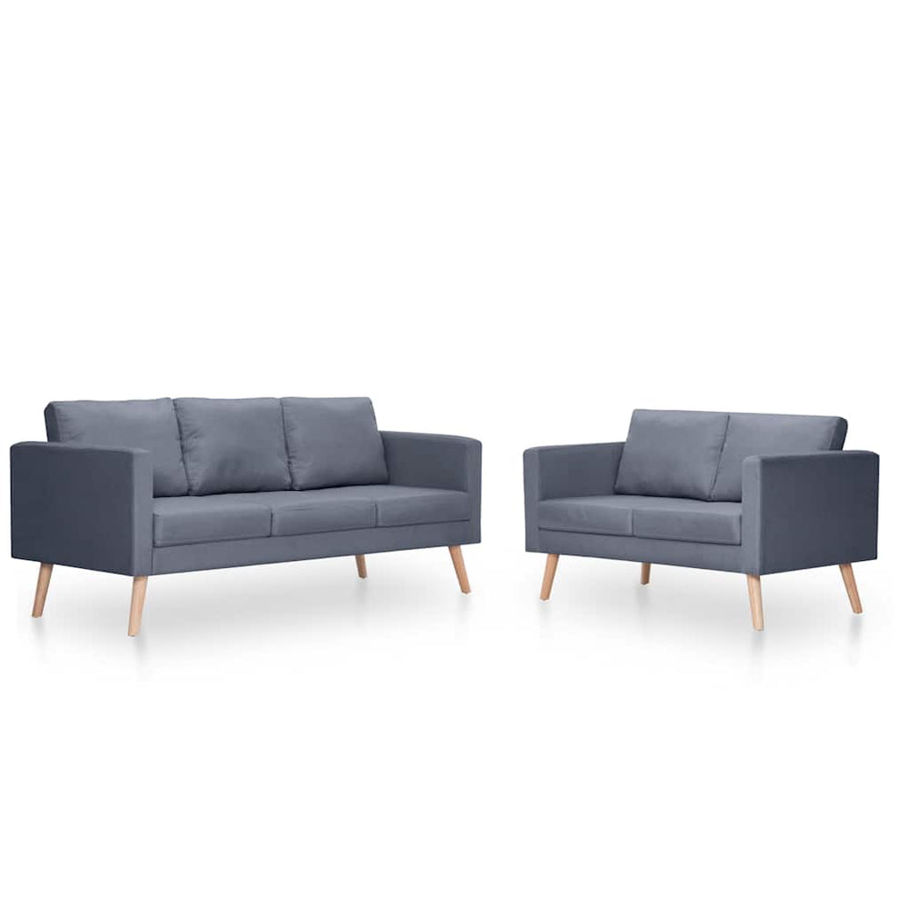 Sofagarnitur 2-Sitzer und 3-Sitzer Stoff Dunkelgrau