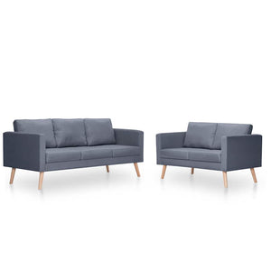 Sofagarnitur 2-Sitzer und 3-Sitzer Stoff Dunkelgrau