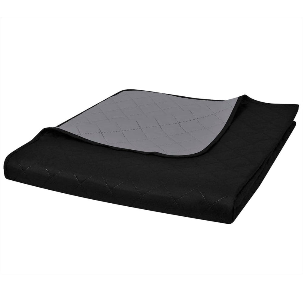 vidaXL Couvre-lit réversible matelassé noir/gris 170x210 cm