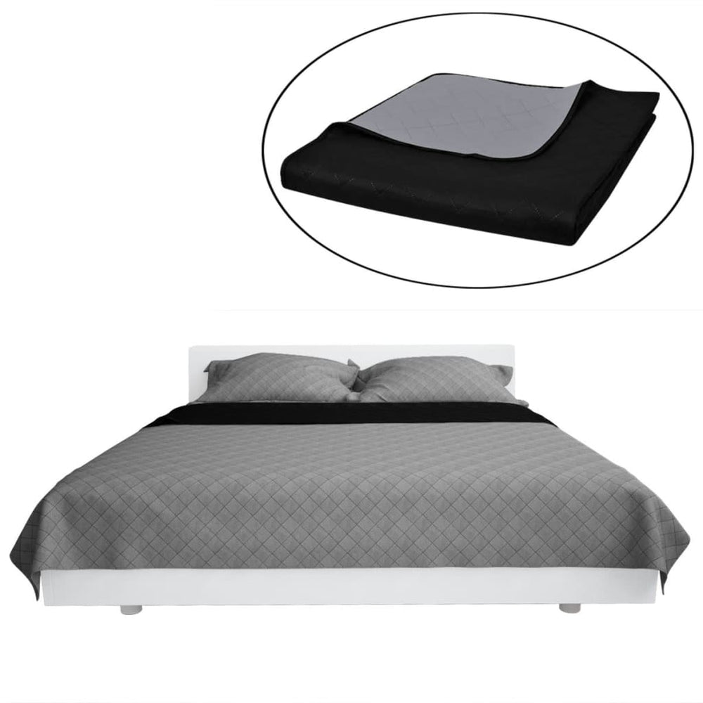 vidaXL Couvre-lit réversible matelassé Noir/Gris 220x240 cm