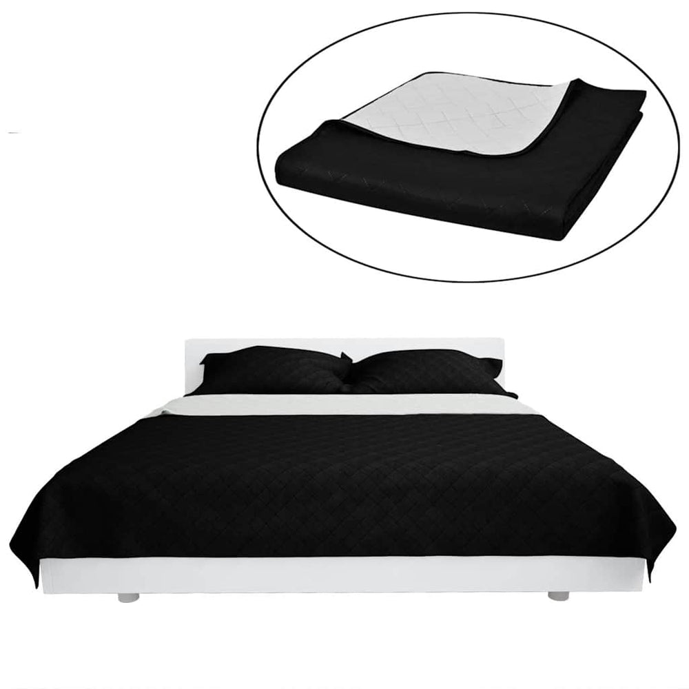 vidaXL Couvre-lit double face matelassé Noir/Blanc 170x210 cm