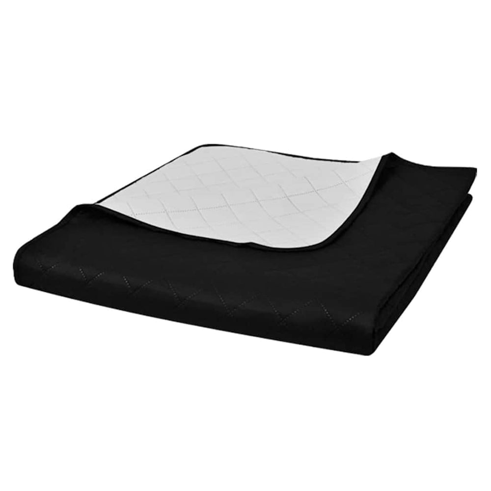 vidaXL Couvre-lit réversible matelassé Noir/Blanc 220x240 cm