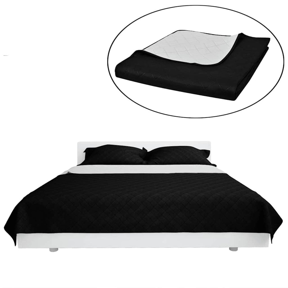 vidaXL Couvre-lit réversible matelassé Noir/Blanc 220x240 cm