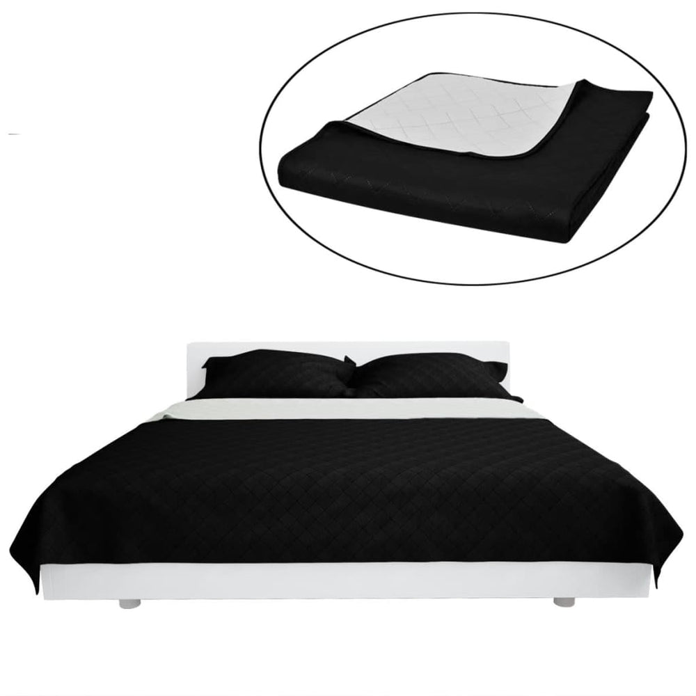 vidaXL Jeté de lit réversible matelassé noir/blanc 230 x 260 cm