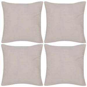 4 taies d'oreiller beiges en coton 40 x 40 cm